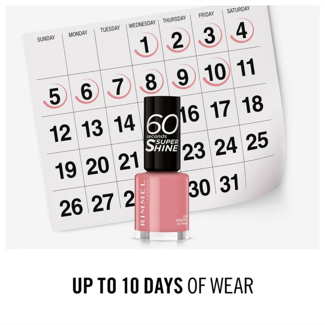 RIMMEL LONDON 60 SECONDS SUPER SHINE 235 PREPPY IN PINK 8ML NAIL POLISH