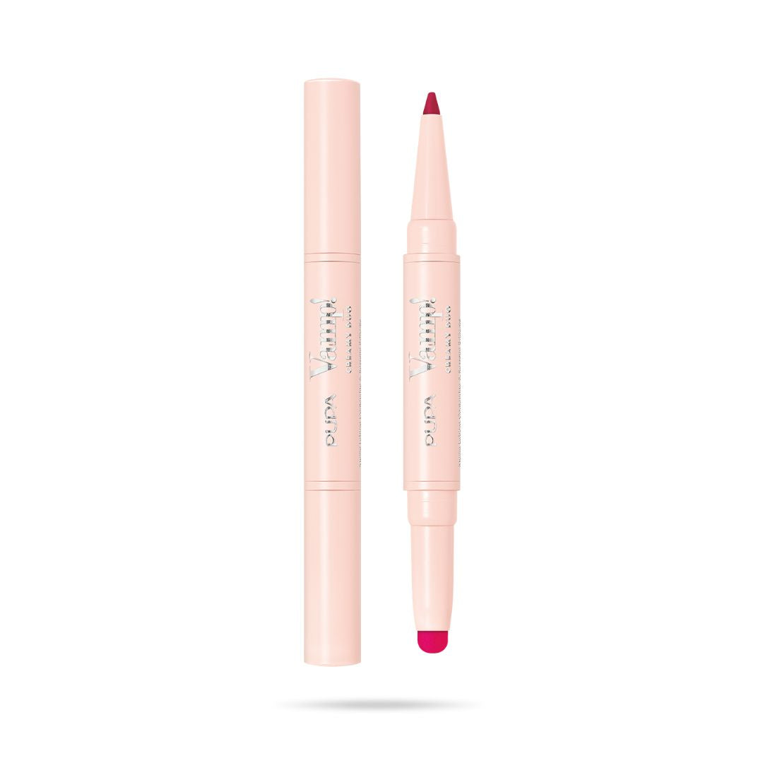 VAMP! CREAMY DUO Contouring Lip Pencil & Shiny Lipstick Cherry Red