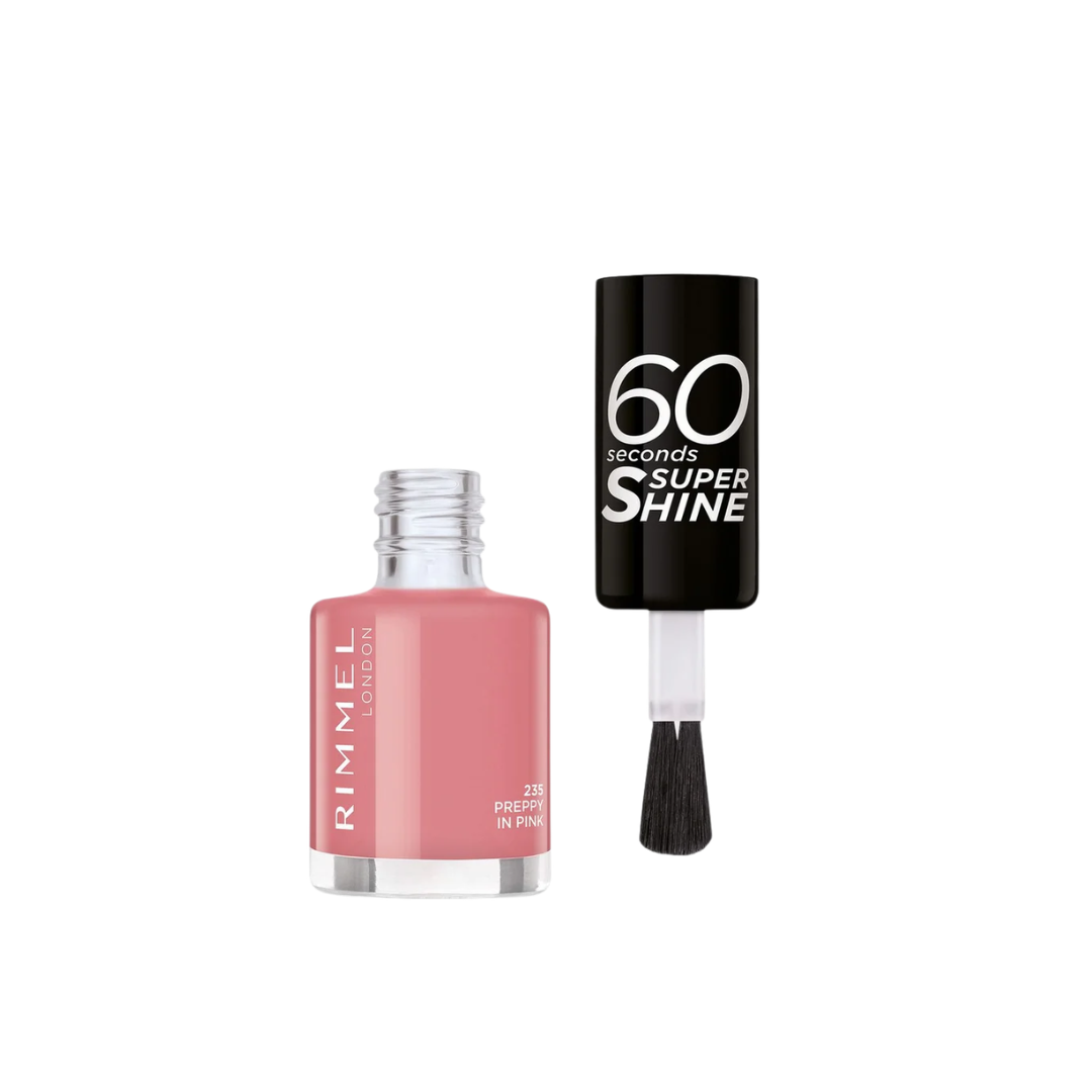 RIMMEL LONDON 60 SECONDS SUPER SHINE 235 PREPPY IN PINK 8ML NAIL POLISH