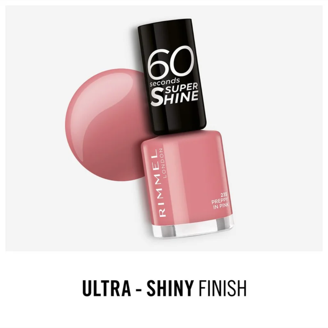 RIMMEL LONDON 60 SECONDS SUPER SHINE 235 PREPPY IN PINK 8ML NAIL POLISH