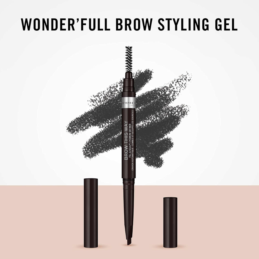 RIMMEL LONDON BROW THIS WAY FILLER & FIXER # 004 SOFT BLACK 0.25G EYEBROW