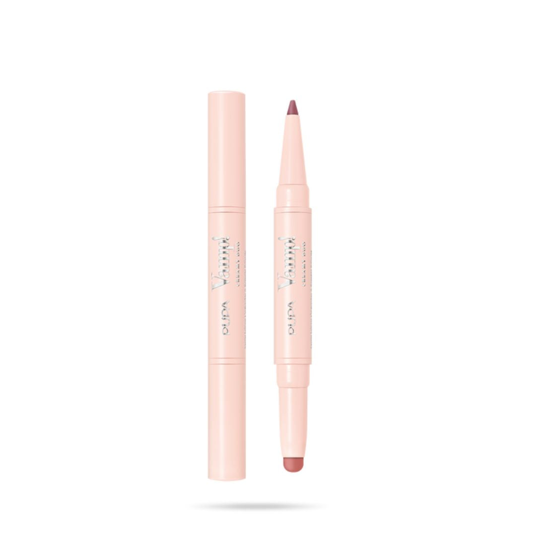 VAMP! CREAMY DUO Contouring Lip Pencil & Shiny Lipstick deep rose