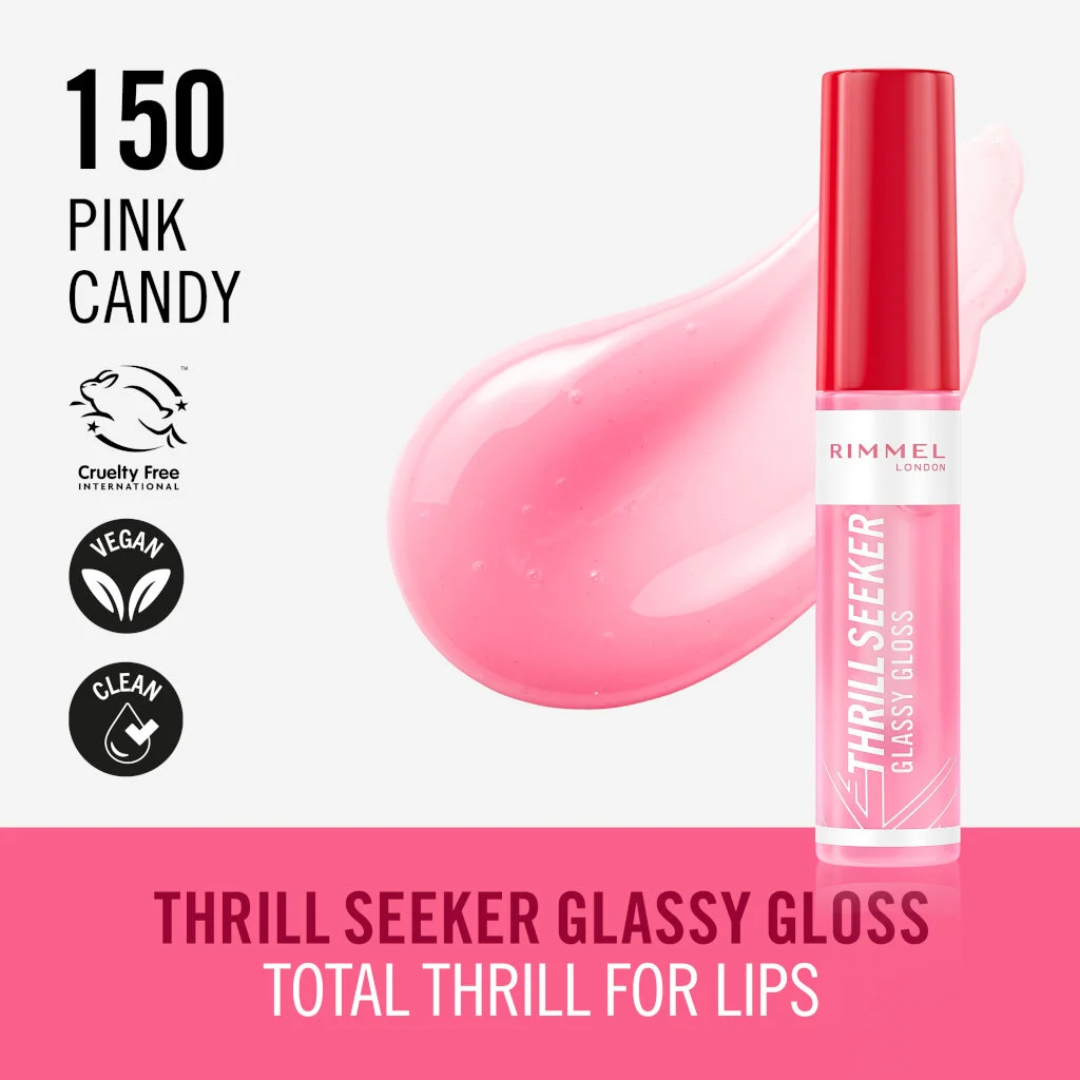 RIMMEL LONDON THRILL SEEKER # 150 PINK CANDY (W) 10ML LIP GLOSS